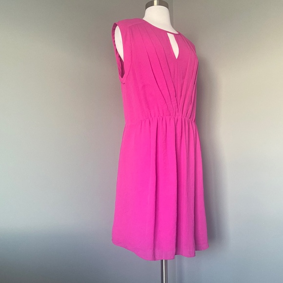 REBECCA TAYLOR Crepe Fuchsia Casual Fuchsia Hot Pink Cocktail Dress 12 XL - Picture 6 of 11